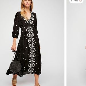 Free People Embroidered Fable Midi Dress